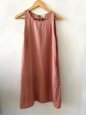 Garnet Hill Linen A-Line Fringe Hem Sleeveless Dress Size 6
